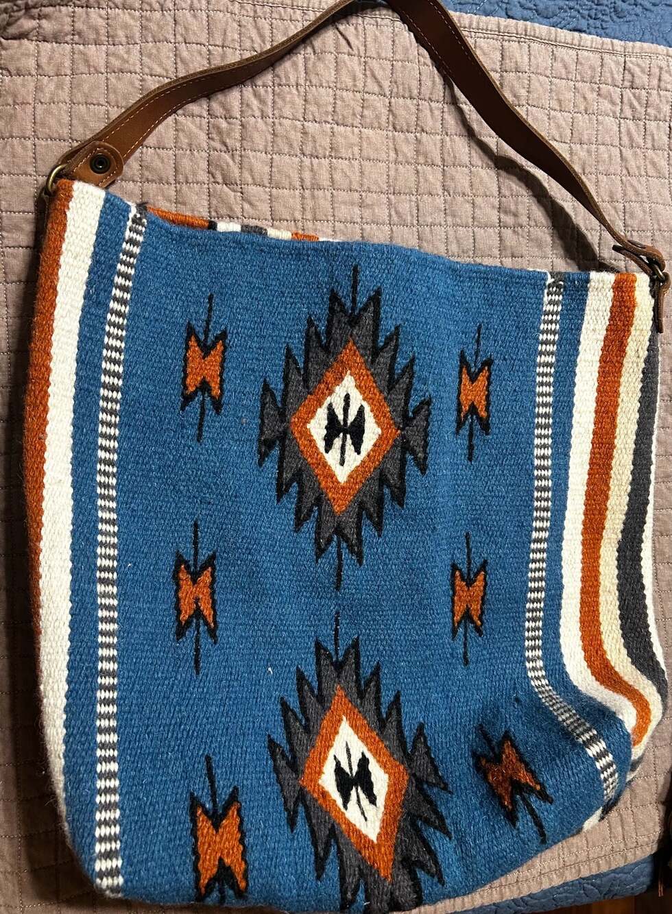 Two Bar West Southwestern Wool Saddle Blanket Shoulder Bag